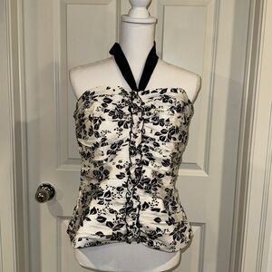 White House Black Market Silk Pleated Ruffle Corset Top, size 14